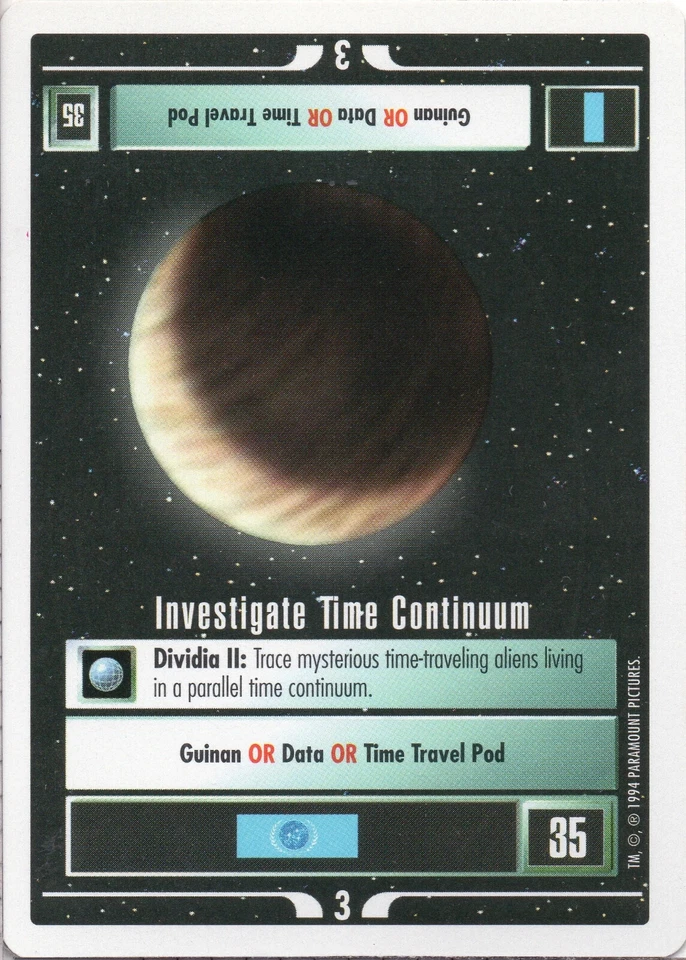Star Trek CCG Investigate Time Continuum Near-Mint/NM Rare – Premier Alpha 1994 - Image 1 of 1