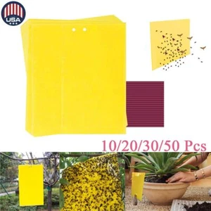 10-50X Yellow Sticky Fly Trap Paper Traps Fruit Flies Insect Aphids Glue Catcher - Picture 1 of 12