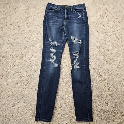 So Womens Jeans High-Rise Ultimate Jegging Size 5 Jr Distressed Stretch 26x27.5 - Image 1 of 4