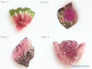 Carved Tourmaline in fancy shape,Tourmaline Carved Stone, Multi Color Tourmaline - Picture 1 of 13