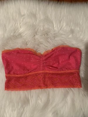 aerie medium unlined sexy bralette strapless pink polka dot pattern - Image 1 of 4