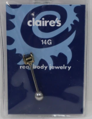 P1 14g Cristal Negro Lengüeta Anillo Barra 7/16 Acero Quirúrgico JOYERÍA CORPORAL Foto 1 de 4