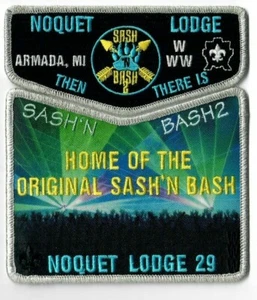 Boy Scout OA 29 Noquet Lodge Sash & Bash 2 Silver Mylar Border Flap Set - Picture 1 of 1