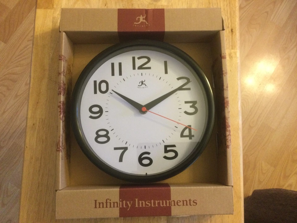 Infinity Instruments Wall Clock, Black, 9 inch diameter, new - Image 1 of 4