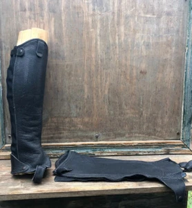 Italian Secchiari Leather Half Chaps with Back Zipper and Elastic for Snug Fit - Picture 1 of 9