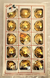 Vintage Holly Glass Christmas Tree Ornaments Gold/Yellow 1970s - Picture 1 of 2