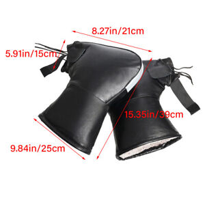 Bike Handlebar Mittens Windproof PU Leather For Motorcycles Tricycles