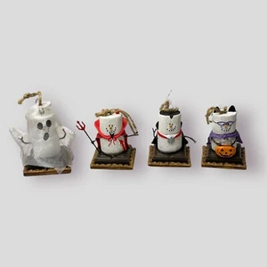 Original Smores Midwest Halloween Ornaments Lot 4 Ghost Vampire Devil Cat READ - Picture 1 of 23