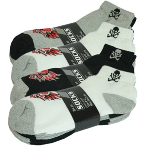 Skull 3-12 Pairs Men Ankle Low Cut Quarter Crew Sports Socks Cotton Size 9-13 - Picture 1 of 5