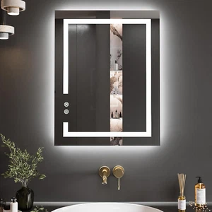 32 X 24 Inch LED Bathroom Vanity Mirror, 3 Colors Light Dimmable, Wall Mounted L - Picture 1 of 8