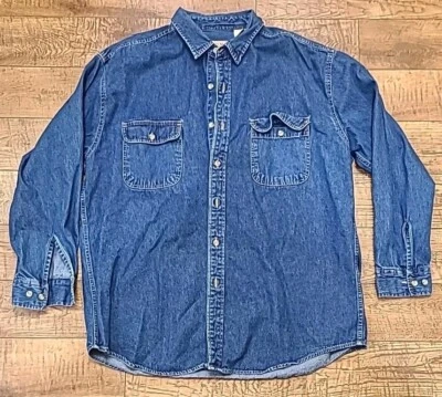 VINTAGE Big Mac Denim Shirt Mens XL Blue Workwear Western Cowboy Rodeo  - Image 1 of 4