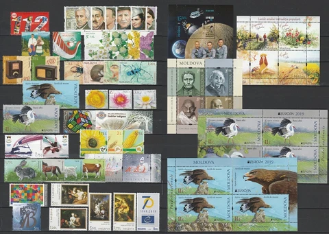Moldova 2019 Complete / Full year set MNH stamps, blocks, sheets and booklet Cover