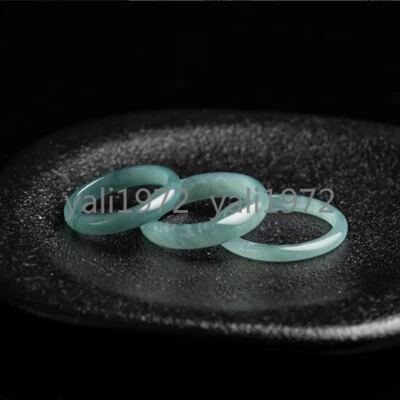 Certified Grade A Ice Green Natural Burma Jade jadeite Hand-carved Ring USA 4-12 - Image 1 of 4