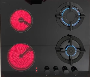 Gasline Hybrid Kombi Glas Gas Elektro 60cm Kochfeld Erdgas LPG Propan - Bild 1 von 7