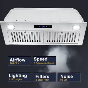 Insert Range Hood 800CFM Built-in Range Hood Ducted/Ductless 3SpeedTouch control - Picture 1 of 10