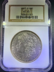 1897-O Morgan Silver Dollar NGC XF-45, Very Nice Semi-Key Date Coin - Picture 1 of 6