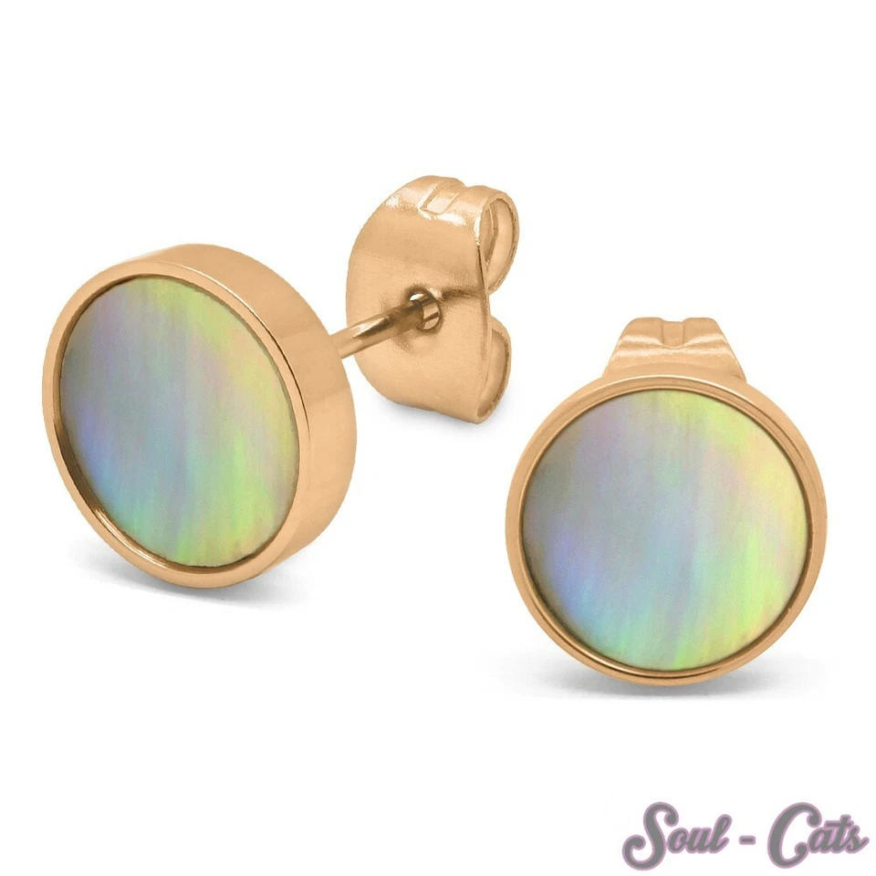 1 Paar Edelstahl-Ohrstecker roségold Perlmutt Ohrschmuck edel Muschel Ohrringe - Bild 1 von 1