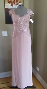 Nuevo Tadashi Shoji Antiguo Vestido Rosa Lentejuelas Encaje Corazón Cuello Talla 8 - Imagen 1 de 6