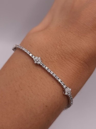 VALENTINO Bracciale Tennis Fiore Matrimonio Moissanite 3 Ct Taglio Rotondo Argento Sterling 925