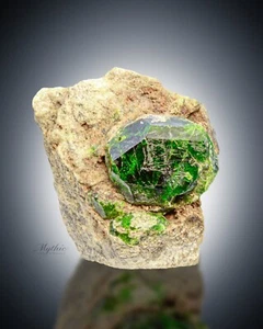 Green Demantoid Garnet on Matrix Terminated from Koh-e-Bilqis, ( 10 grams ) - Picture 1 of 5