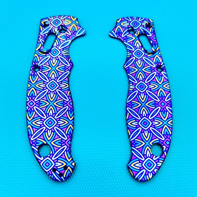 Spyderco Manix 2 Escalas ~ Estrella Multicolor Ano Patrón Titanio para C101GP2 Foto 1 de 4