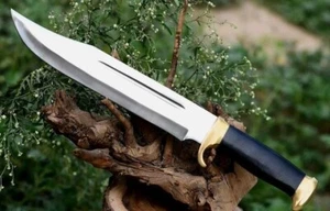 Custom Handmade D2 Steel Hunting Bowie Knife Camping Knife with Leather Sheath - Picture 1 of 6