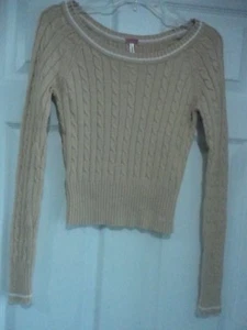 Womens/Juniors Aeropostale Sz Medium Long Sleeve Cable Knit Sweater Light Brown - Picture 1 of 5