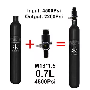 TUXING Pcp Air Tank 4500Psi 0.7L Carbon Fiber HPA Tank with Valve Output:2200psi - Picture 1 of 22