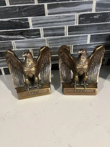Vintage 1776 Heavy Brass Eagle Bookends Philadelphia Manufacturing PMC 114B! - Picture 1 of 8
