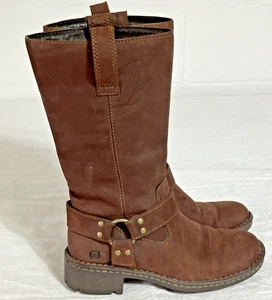 Botas de montar BORN de cuero marrón gamuza a mitad de la pantorrilla talla 6,5 tacón bloque de banda de rodadura - Imagen 1 de 13