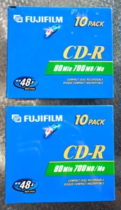 2 Fujifilm CD-R 10 Pack 80Min 700MB 48x Write Speed Recordable Discs NEW SEALED - Picture 1 of 5