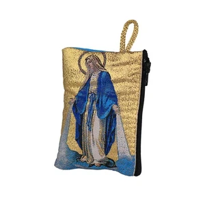 Rosenkranz Tasche Letztes Abendmahl – 7x10cm gold mit Zipper - Picture 1 of 5