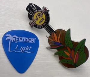 Hard Rock Café Honolulu Pin Bird of Paradise Flower W Fender Light Pic Gift Idea - Picture 1 of 15