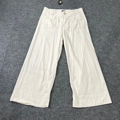 MAEVE Colette Linen Cropped Pants Women's Size 28P White - Image 1 of 4