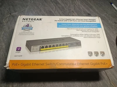 NETGEAR GS110TP-8 Port Gigabit PoE Ethernet Smart ManagedSwitch with 2 SFP Ports - Image 1 of 3