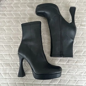 Botas de plataforma Jeffrey Campbell para mujer talla 8,5 Belair de cuero negro caprichoso - Imagen 1 de 11