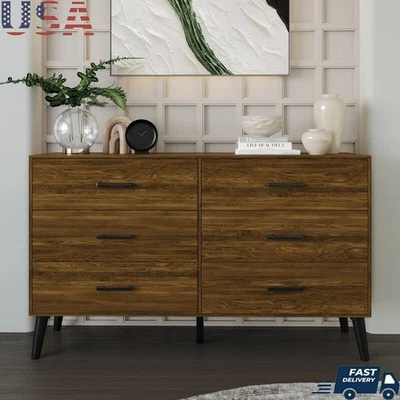 Деревенский 6 ящик деревянный комод горизонтальный хранения сундук спальни мебель новый - Изображение 1 из 4