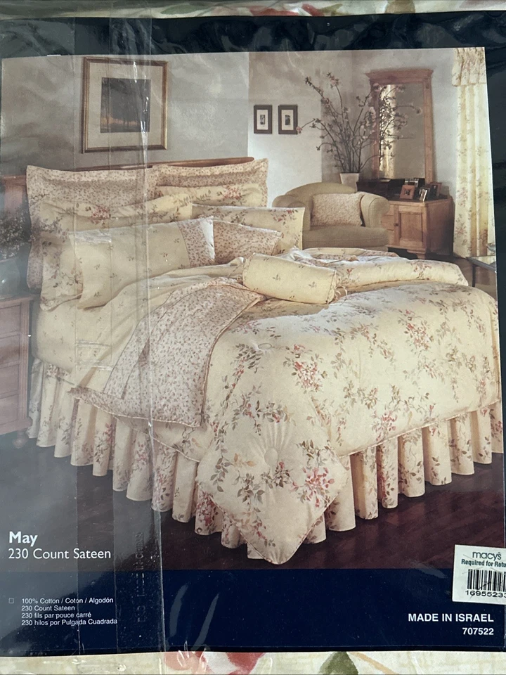FALDA DE CAMA Sheridan Queen vintage con volantes rosas amarillas florales cottagecore Foto 1 de 4