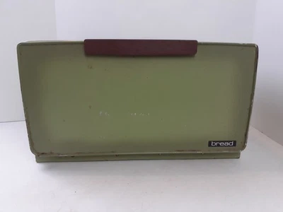 Vintage 1970s Lincoln Beauty Ware Green Metal Bread Box 17"X11"x9.5" with Shelf - Image 1 of 4