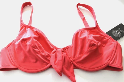 Top de bikini VINCE CAMUTO V cuello corbata frontal UW talla mediana coral venta al por menor $82 Foto 1 de 2