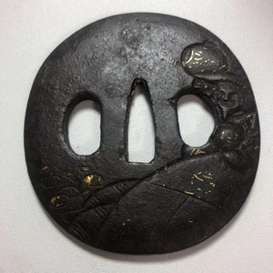 Espada japonesa Tsuba Guardia Katana adornos antiguo samurai Edo de Japón #354 - Imagen 1 de 8
