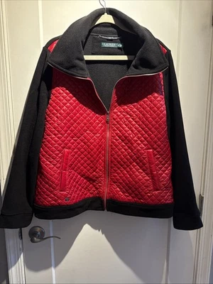 Jaqueta de lã acolchoada feminina Ralph Lauren - Vermelha/preta - Grande ($125) - Imagem 1 de 4