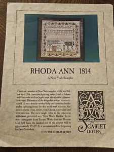 Vintage The Scarlet Letter Sampler Cross Stitch Pattern circa1993 Rhoda Ann 1814 - Picture 1 of 9