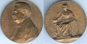 Médaille de table - Gaston DOUMERGUE président république 1924 PRUDHOMME d=72mm - Picture 1 of 1