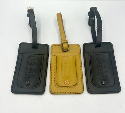 Genuino Lipault Paris Accesorios Etiquetas Equipaje Cuero Negro y Amarillo Lote De 3 Foto 1 de 3