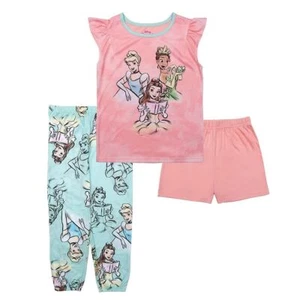 Disney Princess Tiana, Cinderella and Belle Girl's Character 3-Piece Pajama Set - Picture 1 of 5