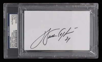 Walter Payton Signed Chicago Bear Index Card (PSA/DNA Encapsulated) 9xPro Bowler - Image 1 of 4