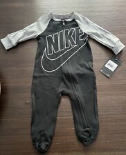 Nike Baby Boy Clothes 6 Months Sleep N Play Zip Footed Pajamas Black & Grey