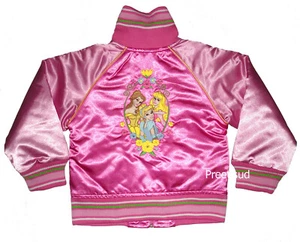DISNEY STORE PRINCESS ~GEM STUDDED GIRLS VARSITY JACKET~ SZ 4 - Picture 1 of 2