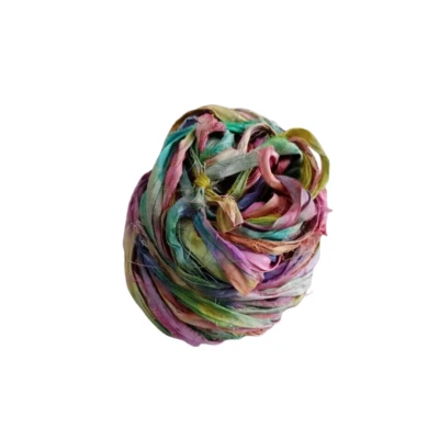Sari Silk Ribbon super bulky yarn -MULTICOLOUR -Sari Silk Ribbons - Silk Strips - Image 1 of 4